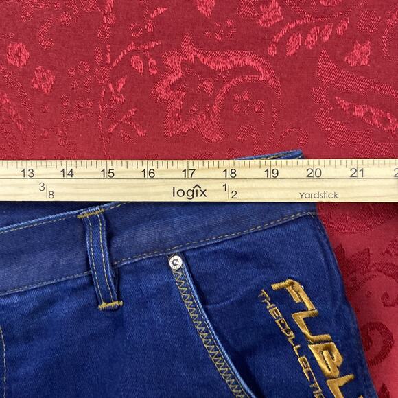 Vintage Y2k FUBU Baggy Jeans Mens 40x34 Blue Raw Denim Skater Wide Leg - Picture 5 of 14